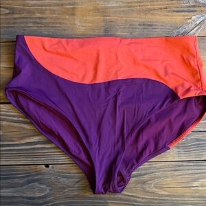 Athleta Colorblock High-Waisted Bikini Bottoms size XL